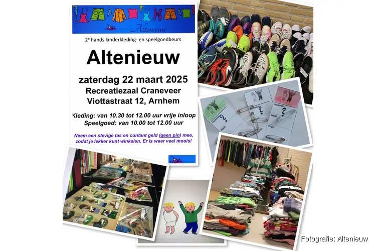 Zaterdag 22 maart Altenieuw, de leukste 2e hands kinderkledingbeurs in Arnhem Noord